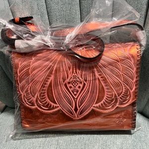 NWT Patricia Nash Leather Sarola Crossbody -Burnt Orange & Coral